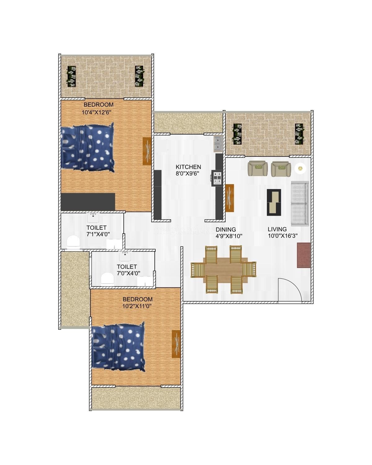 2 BHK floors