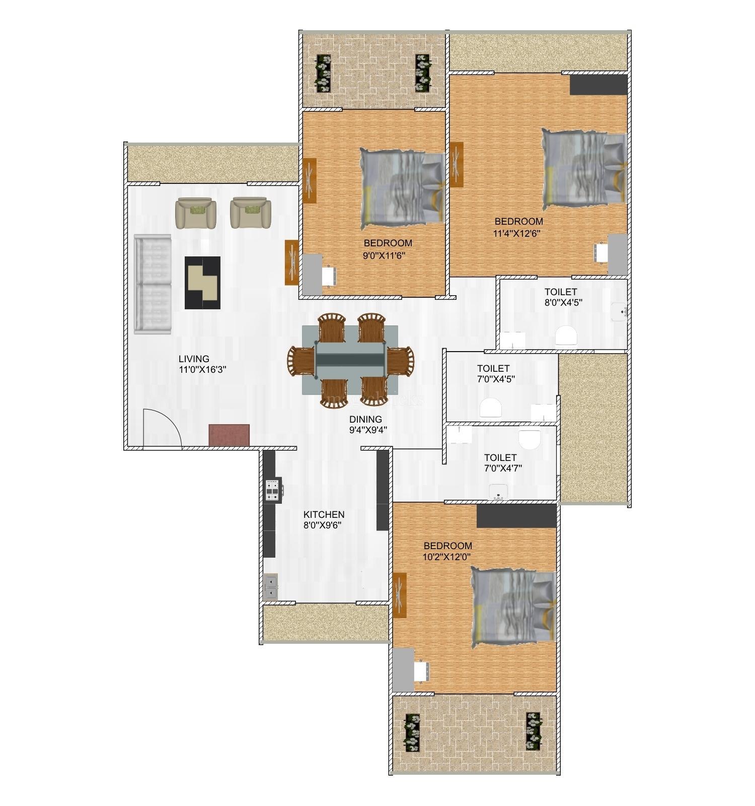 3 BHK FLoor